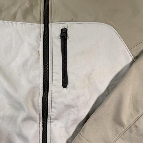 Nike Jacket Mens XL Beige White Fleece Lined Full Zip Zip Pockets Swoosh Outdoor - Picture 3 of 14